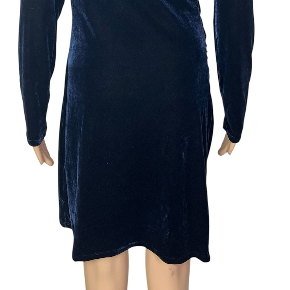 REISS New Camilla Blue Velvet Asymmetric Neck Cutout Party Cocktail Dress - Picture 7 of 12